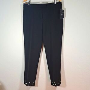 Zac & Rachel Women’s Pants Size 12 NWT Black Trousers Pearls at Ankle Career
